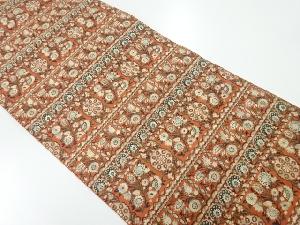 リサイクル　横段に花唐草模様織出し名古屋帯